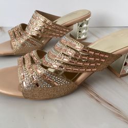 Gold Sandals/Heels, Size 8