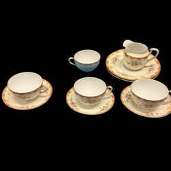 1940's Set of 10 Saucers Red Traditional Jyoto China made in Occupied Japan 