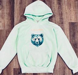 Kids Medium Teal Leavenworth Bear Hoodie