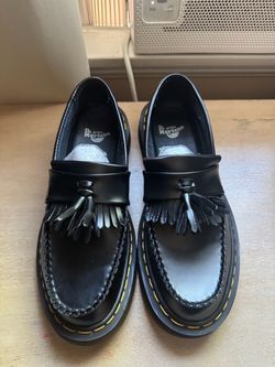 Mens Dr. Martens Adrian Yellow Stitch Leather Tassel Loafers Size 10.5