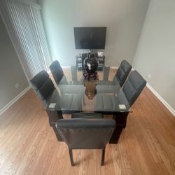 Glass Dinning Room 6 Chair Set