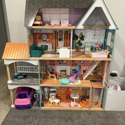 Wooden doll house (Barbie sized) furniture not included