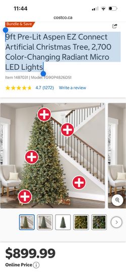 9ft Pre-Lit Aspen EZ Connect Artificial Christmas Tree, 2,700 Color-Changing Radiant Micro LED Lights