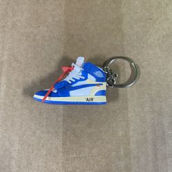Offwhite UNC Jordan 1 Nike Sneaker Shoe Keychain New 
