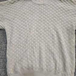 GANT Men’s XL Beige Basketweave Textured Knit Sweater Crewneck