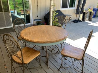 Wooden & metal table & chair set