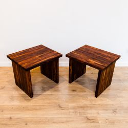 Vintage 1970s Studio Made Solid Walnut Side or End Tables
