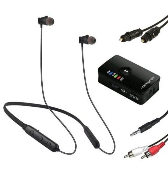 Hard of Hearing~Wireless Neckband Headphones for TV Watching with Bluetooth 5.3 aptX LL Transmitter No Delay~High Volume Ideal for Seniors