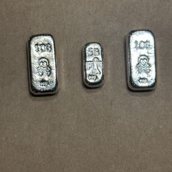 (2) 10 Gram & (1) 5 Gram Poured .999 Silver Bars W/ Random Stamp Designs