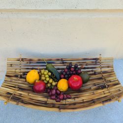 Vintage Bamboo Fruit Basket Table Decor