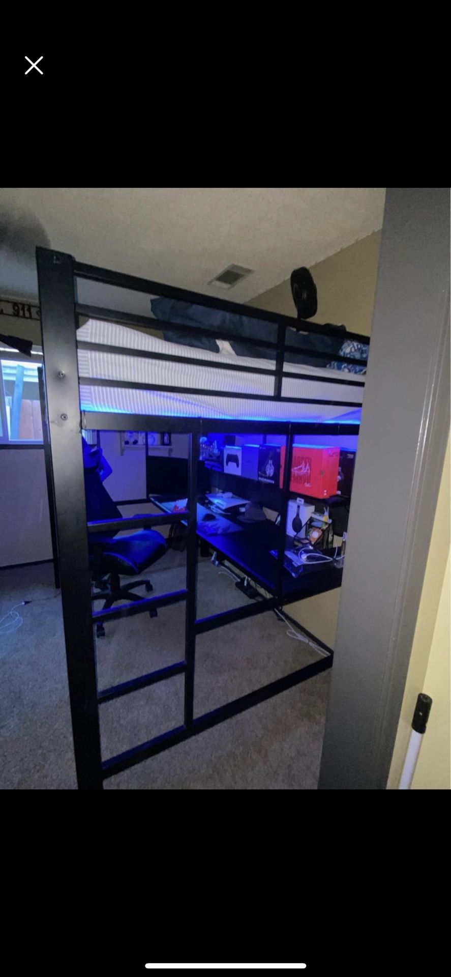 Full Size Loft Bed With Built In Desk N Mattress & dresser with mirror $450 Cash