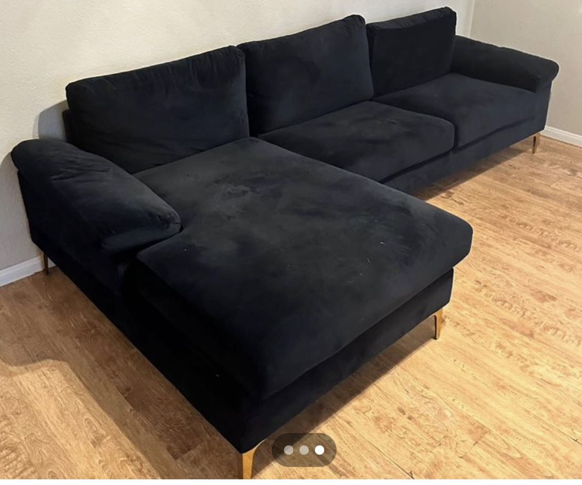 Black Suede Sectional 
