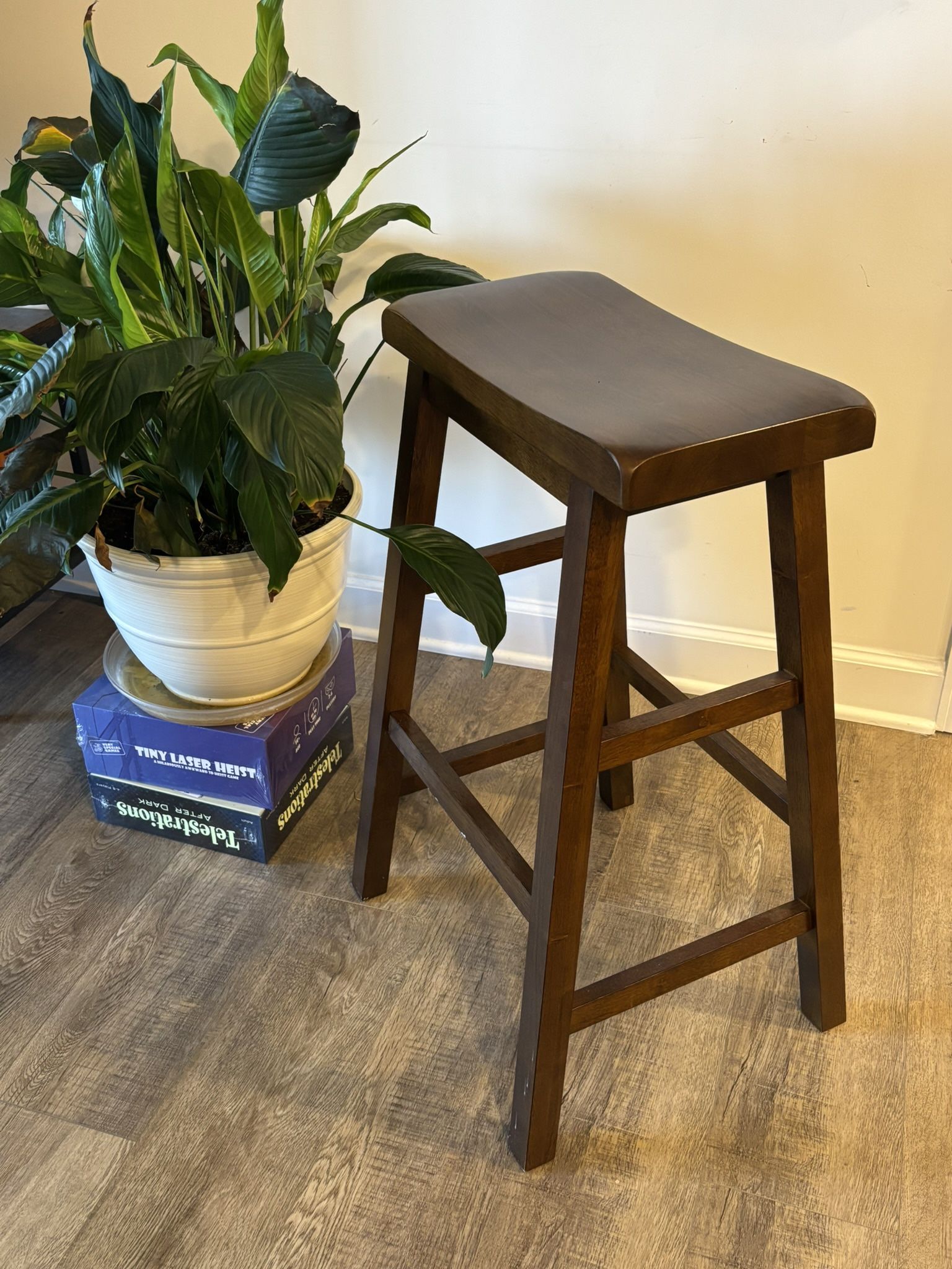 Set of 2 Solid Wood Bar Stools – Counter Height