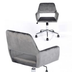 Homy Casa ROSS Swivel Velvet Upholstered Office Chair with Metal Legs in Grey, Open Box
