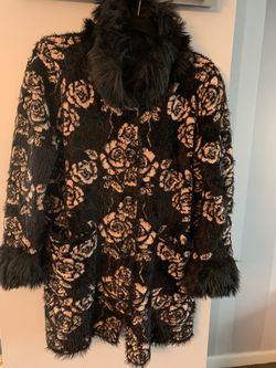 Black with roses long jacket, long sweater, size M, new