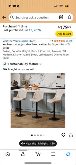 A set of 3 bar chairs
