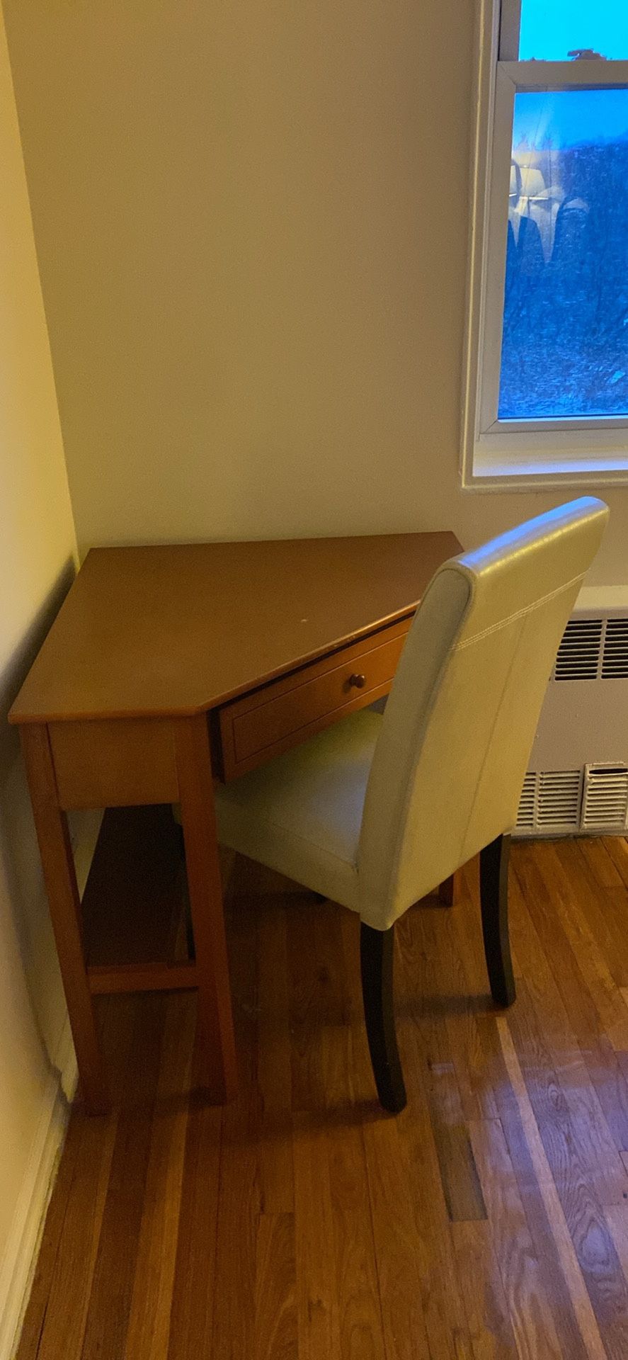 Triangular Desk And Leather Chair