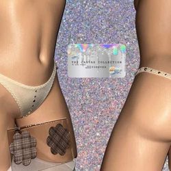 EXOTIC DANCE/ CLUB/ RAVE WEAR: THONG WITH PEARLS & RHINESTONES