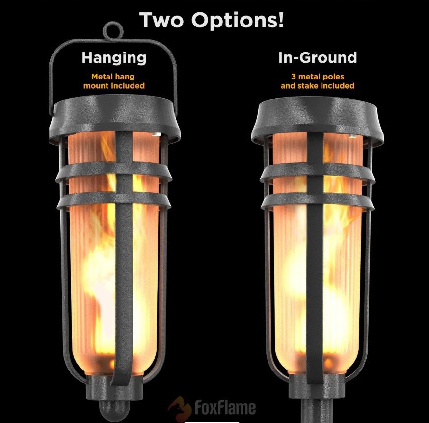 π₯ FoxFlame Solar Flame Torches β 2 Pack β BRAND NEW π₯