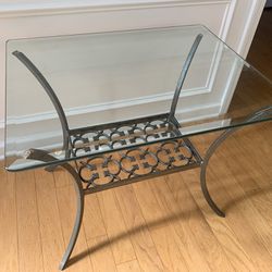 Ornate Metal and Glass Table - 28x22”