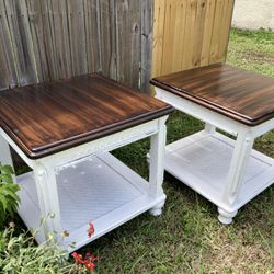 Pair Of Shabby Choc Side Tables 