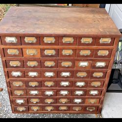 Antique Oak Apothecary Cabinet File General Story Hardware Library Card Catalog 48 Drawer