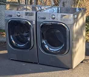 LG front-load washer 4.5 Cu.Ft. Capacity and dryer 7.4 Cu.Ft. Capacity.