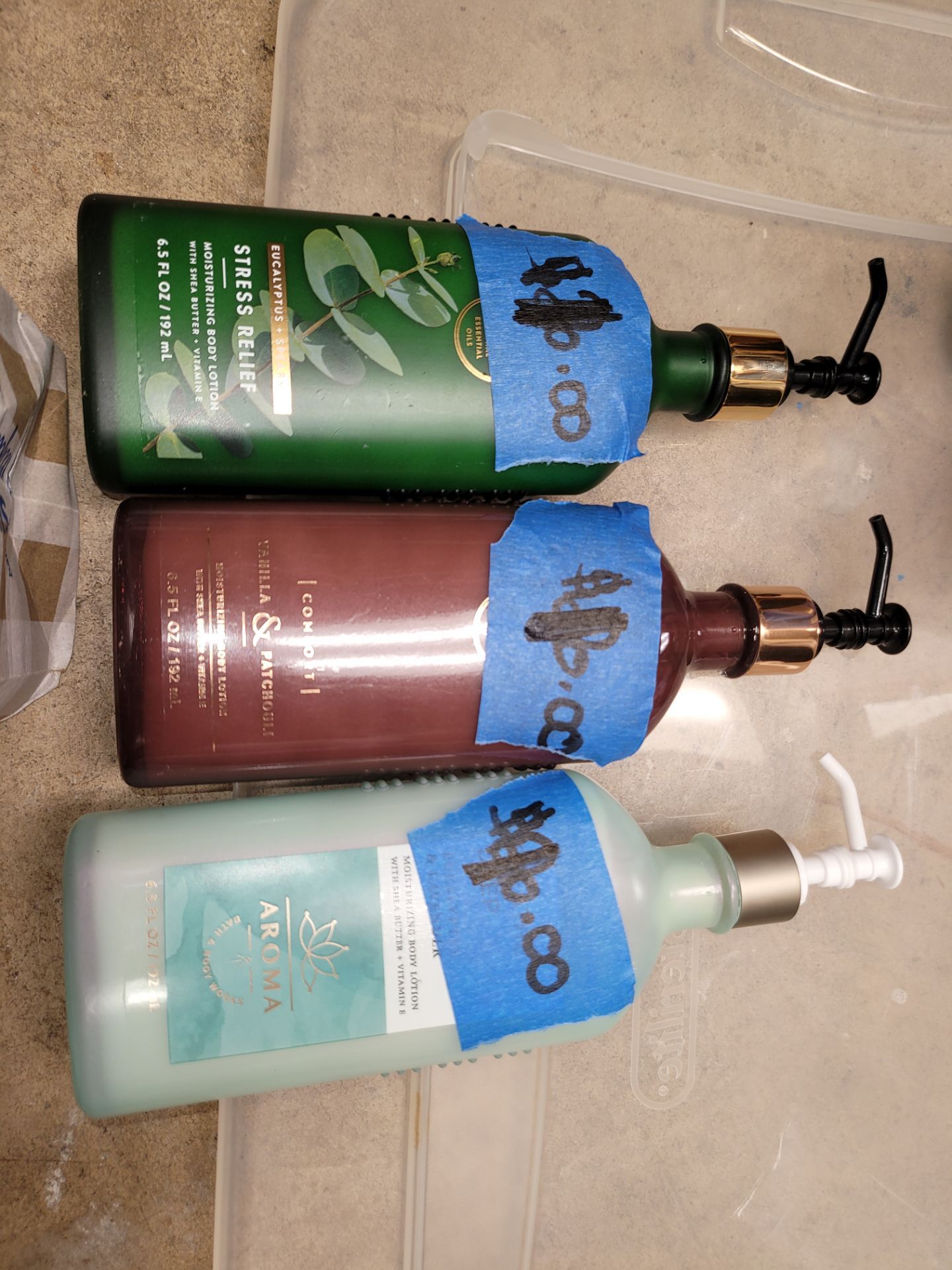 Aromatherapy body lotions