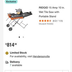 🤯 Rigid 15amp 10inch Beast Tile Saw Assembled 💪🏻