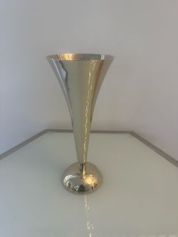 Vintage 10" Silver-Plated Trumpet Flute Vase - 4" Opening - Unmarked