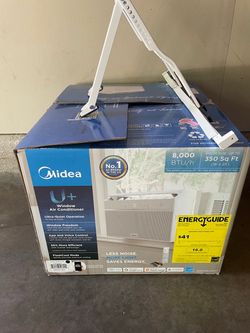 Midea 8,000 BTU U+ Smart Inverter Window AC Cools up to 350 sq. ft. w/ Remote, Sleep Mode, Timer, Wi-Fi, Energy Star in White