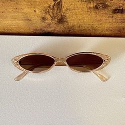PASTL Rhinestone Sunglasses for Women Oval Cat Eye Slim Frame Sunglasses UV 400