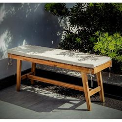 New Heavy Duty Premium Acaia Wood Upholstered Bench, 43" End of Bed Benches with Cushion, Entryway with Seat for Dining Table, Suitable for Kitchen, I