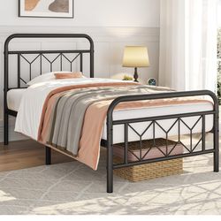 Metal Platform Bed Frame w/ Headboard/Footboard