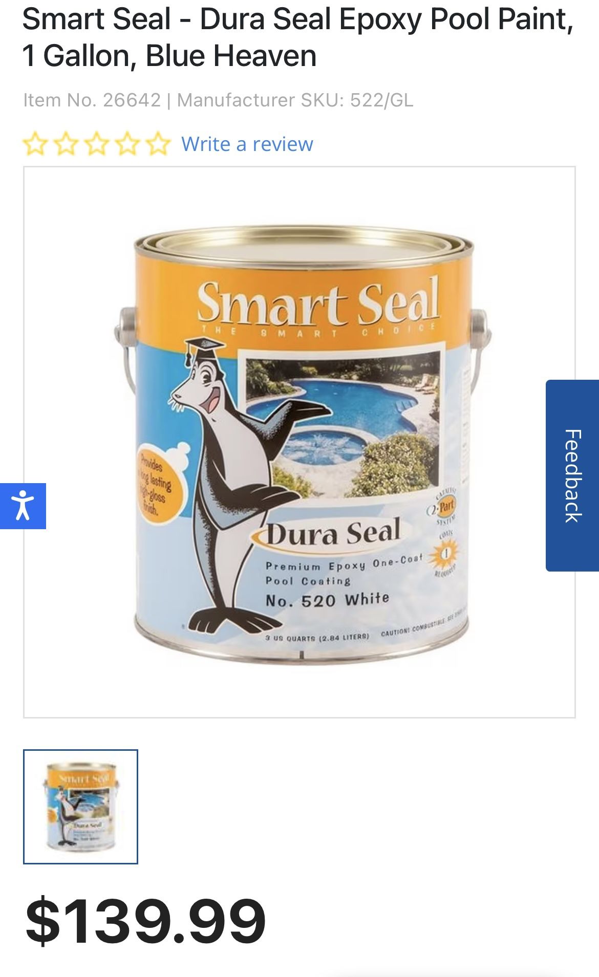 Smart Seal Epoxy Pool Paint - Color(s) Blue Heaven & Ice Blue