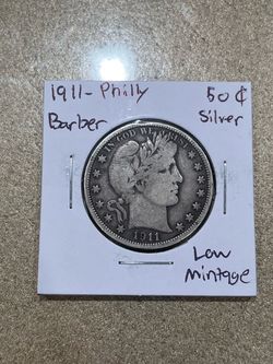 1911 Barber Silver Half Dollar Philadelphia Mint