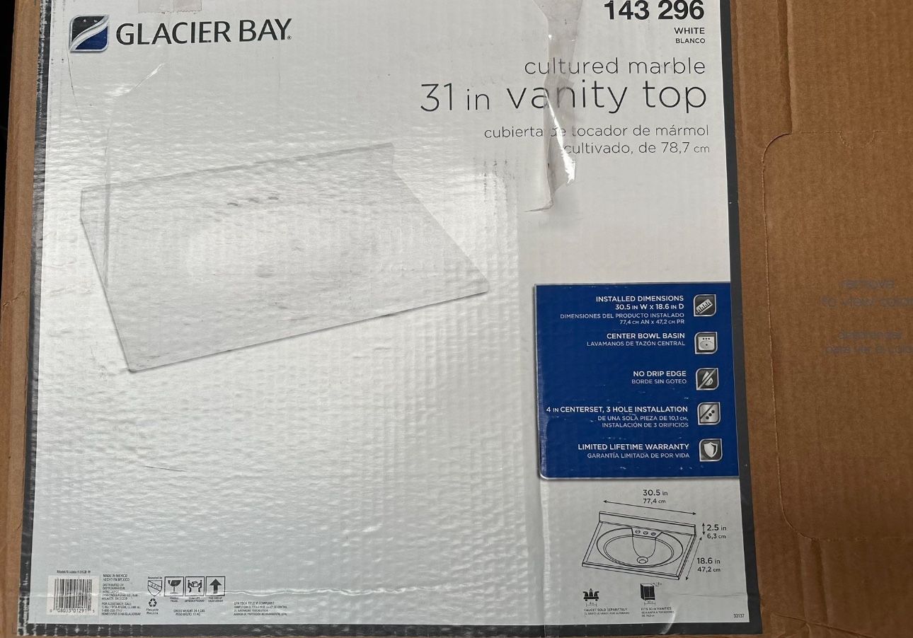 Glacier Bay 31 In Vanity Top Cultured Marble