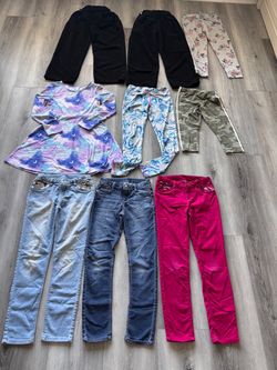 Girls Dress, Jeans,  baggy pants and Leggings size 10-12 9 pcs