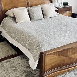 Solid Wood King Bed Frame – Cherry Finish