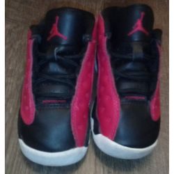 Lightly Used Red/Blk Baby Jordan 13 Size 6c