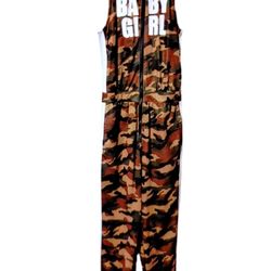 Womens Sleeveless Camo Bodycon Jumpsuit 