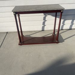 Elegant and Beautiful Dark Green Marble and Wood Console Vintage Table