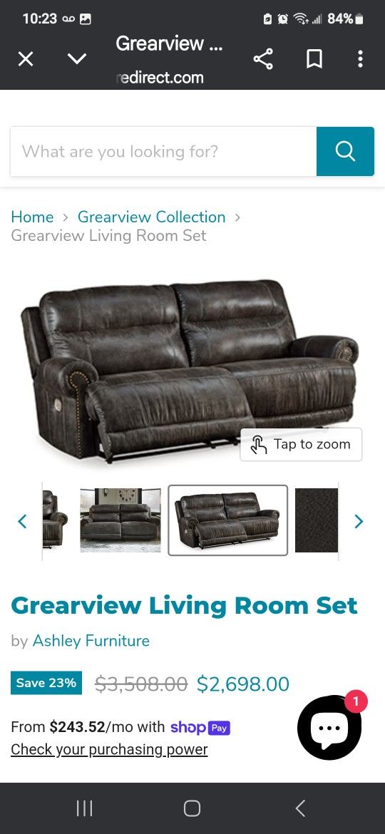 Ashley Grearview Power Reclining Sofa