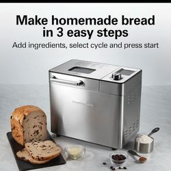 Hamilton Beach Premium Bread Maker, Auto Fruit and Nut Dispenser, 21 Settings, Stainless Steel