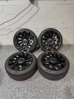 21" Staggered OEM Tesla Model Y Wheels Set of 4 21x9.5 21x10.5 5x114.3 + Tires