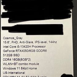 Thin 15.6in. Cosmic Gray MSI Gaming Laptop 