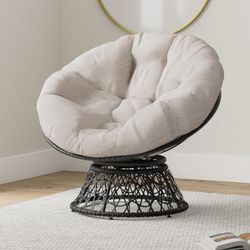 Papasan Outdoor & Indoor Chair - Black Frame and Sand (Light Brown) Cushion