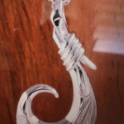 925 silver hawaiian scroll fish hook pendant