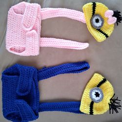 Crochet Minion Beanie And Diaper Cover 