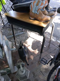 Vintage School Student Desk with Storage
